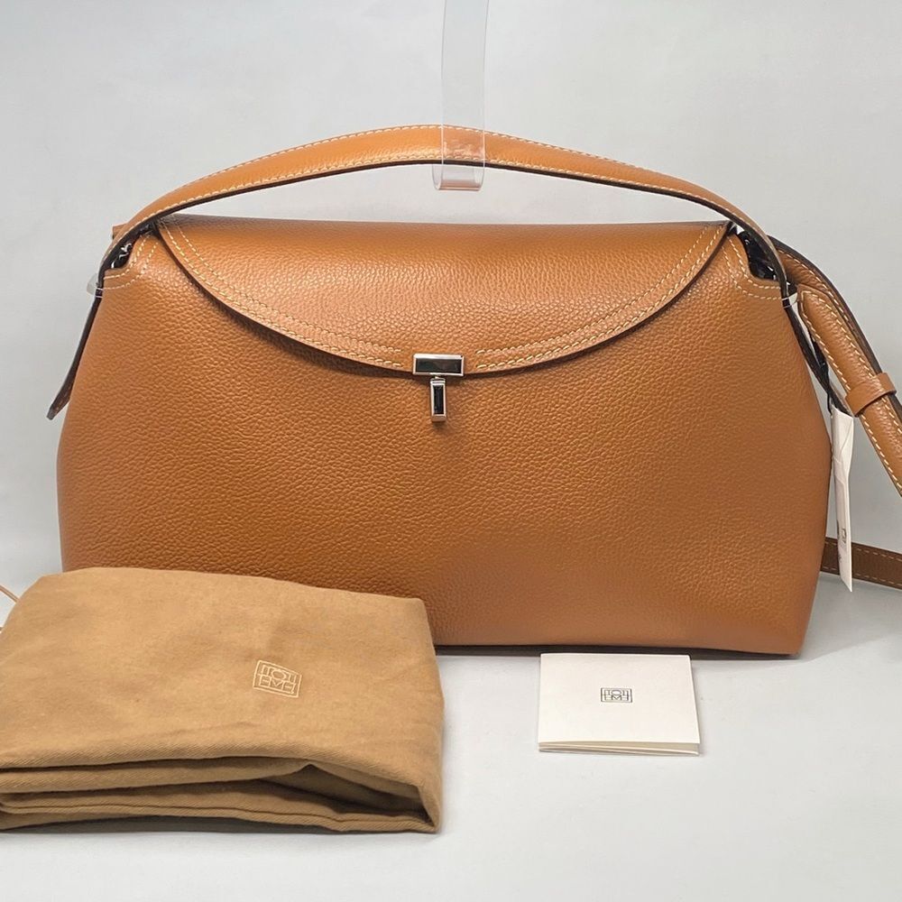 TOTEME T-Lock Top Handle Bag in Pebble Grain Leather